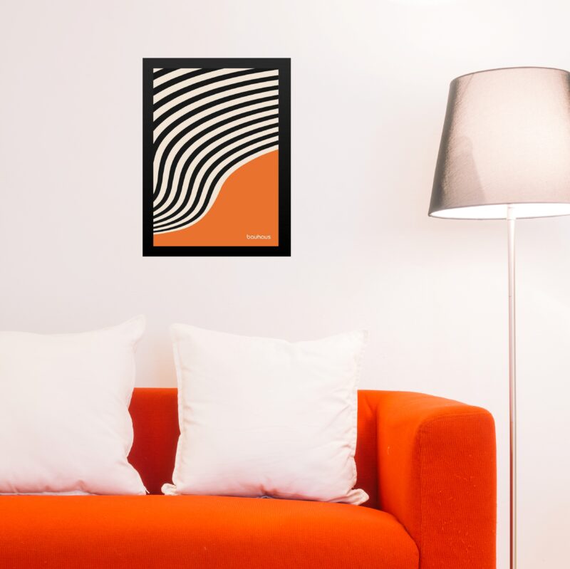Quadro Bauhaus Laranja e Preto - Curved Sinuosity