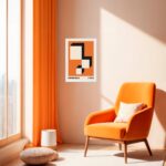 Quadro Bauhaus Laranja e Preto - Descending Blocks