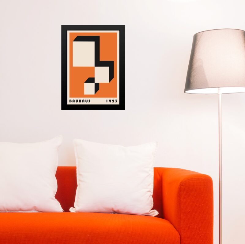 Quadro Bauhaus Laranja e Preto - Descending Blocks