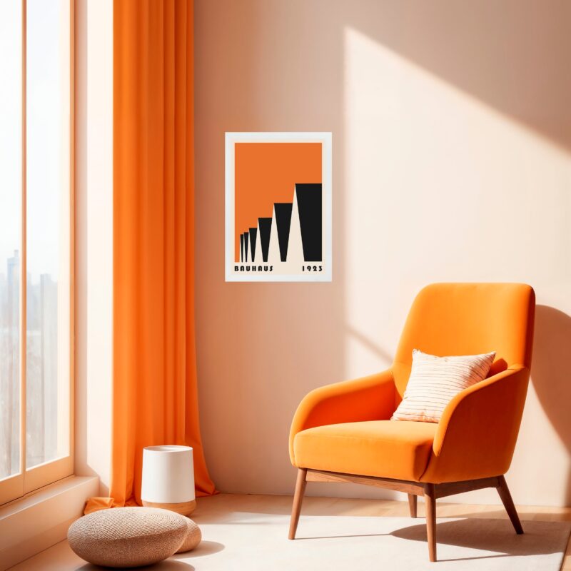 Quadro Bauhaus Laranja e Preto - Factory Roofs
