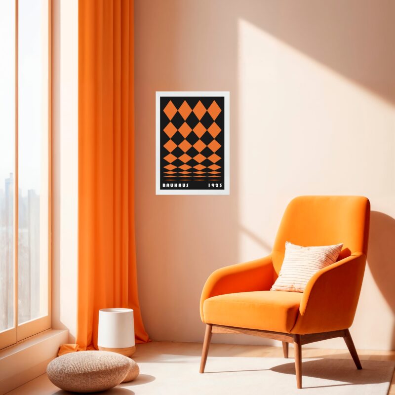 Quadro Bauhaus Laranja e Preto - Rolled Diamonds