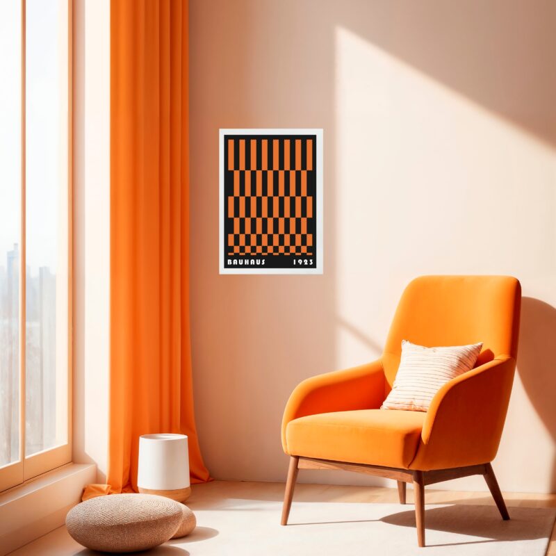 Quadro Bauhaus Laranja e Preto - Rolled Rectangles