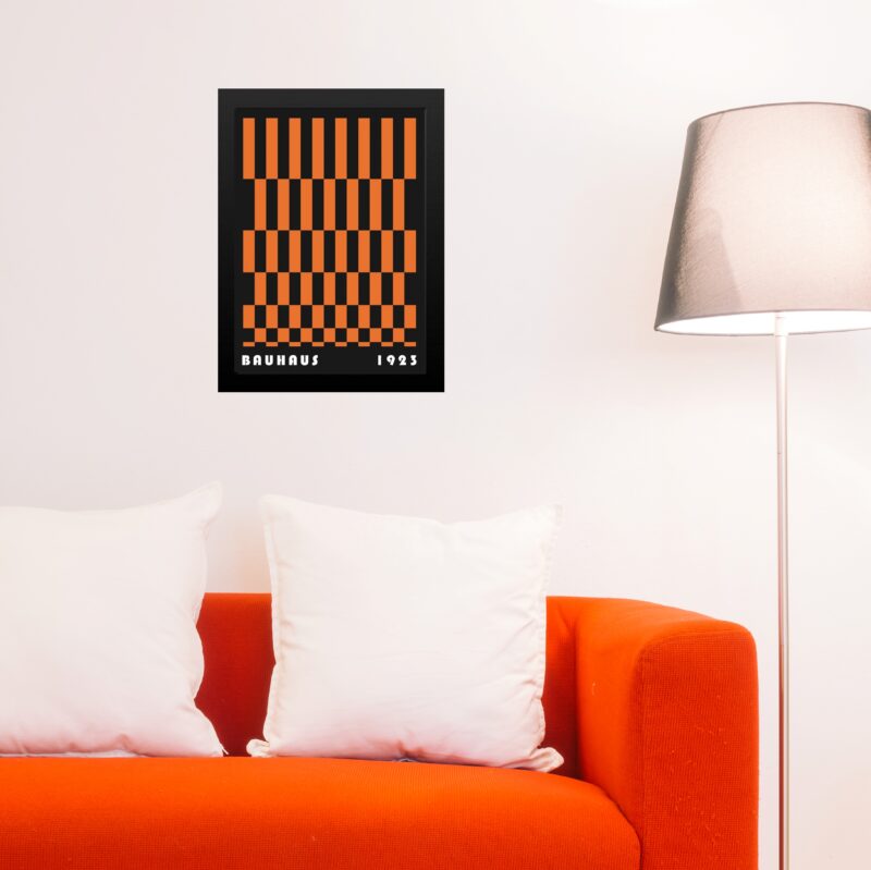 Quadro Bauhaus Laranja e Preto - Rolled Rectangles