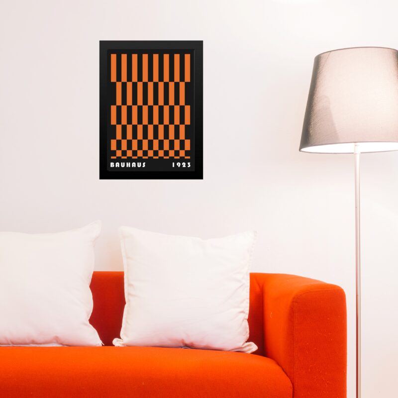 Quadro Bauhaus Laranja e Preto - Rolled Rectangles