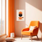Quadro Bauhaus Laranja e Preto - xícara café