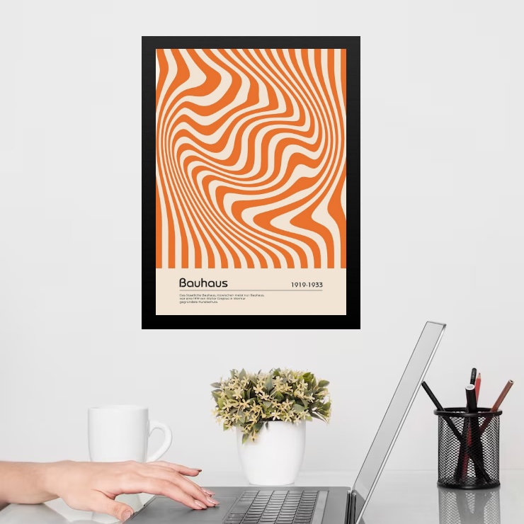 Quadro Bauhaus Laranja graphic poster - Hypnotic Silk