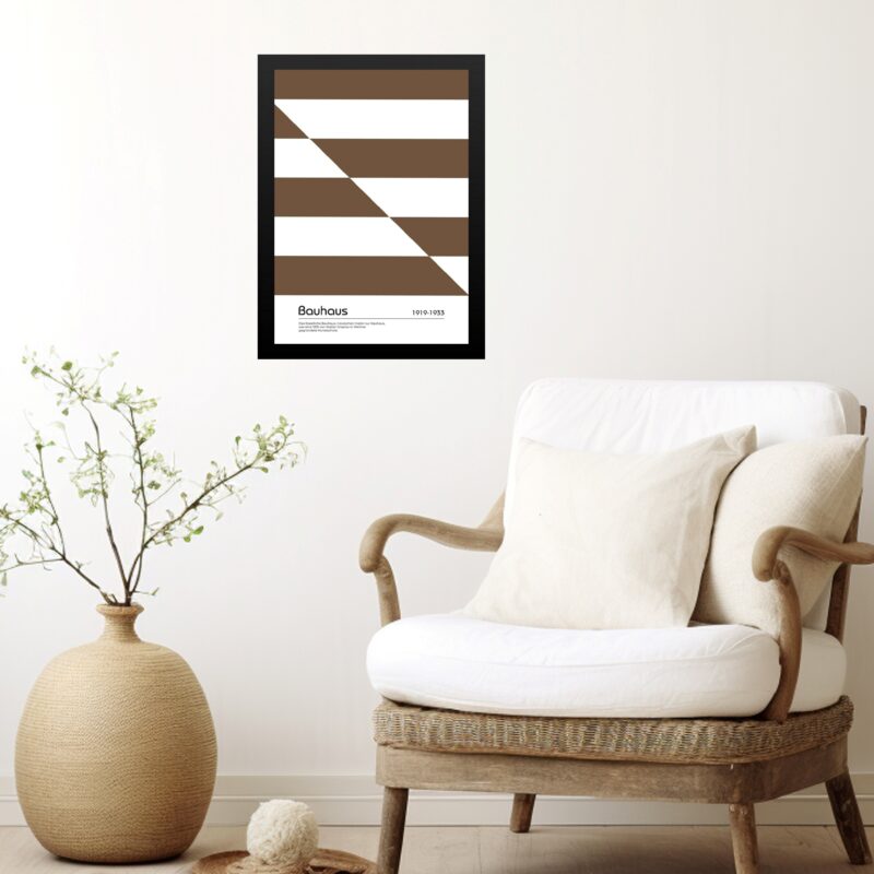 Quadro Bauhaus Marrom e Branco - Slipped Bands