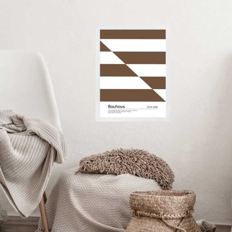 Quadro Bauhaus Marrom e Branco - Slipped Bands