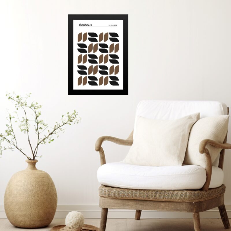 Quadro Bauhaus Marrom e Preto - Grãos