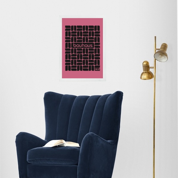 Quadro Bauhaus Moderno Rosa
