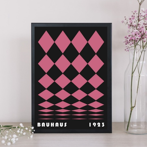 Quadro Bauhaus Pink Poster - Rolled Diamonds