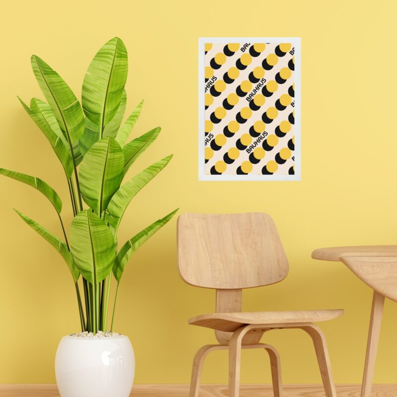 Quadro Bauhaus Preto e Amarelo - Bolinhas