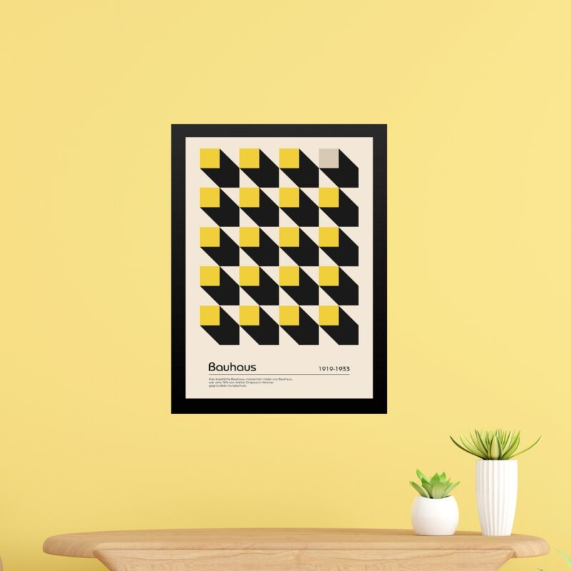 Quadro Bauhaus Preto e Amarelo -Cubic Perspective
