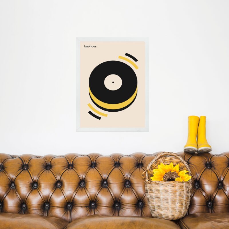 Quadro Bauhaus Preto e Amarelo - Disco Música