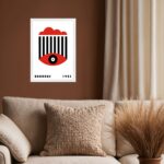 Quadro Bauhaus Preto e Vermelho - Olho e Nuvem