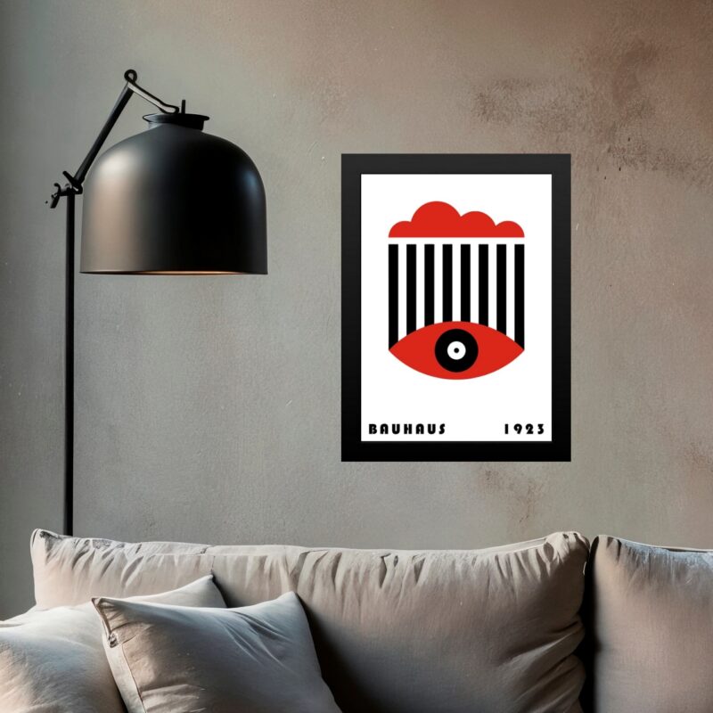 Quadro Bauhaus Preto e Vermelho - Olho e Nuvem