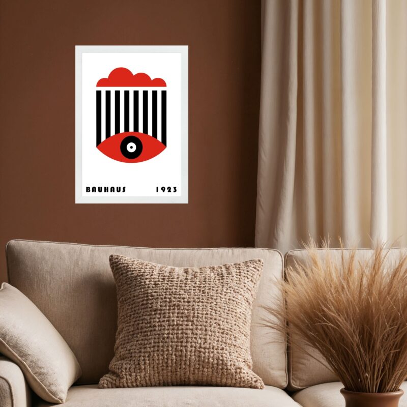 Quadro Bauhaus Preto e Vermelho - Olho e Nuvem