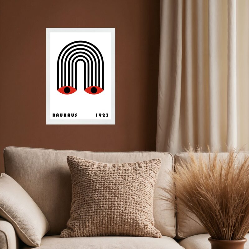 Quadro Bauhaus Preto e Vermelho - Olhos Arco íris
