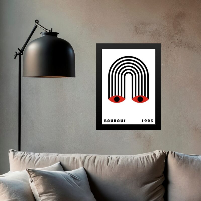 Quadro Bauhaus Preto e Vermelho - Olhos Arco íris