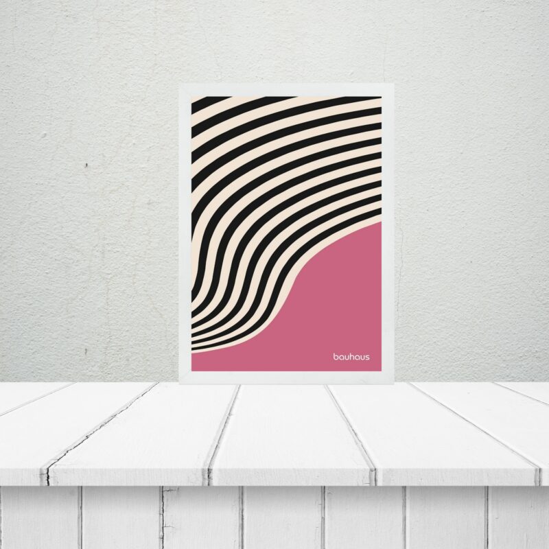 Quadro Bauhaus Rosa e Preto - Curvas
