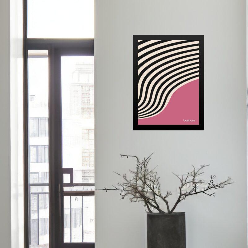Quadro Bauhaus Rosa e Preto - Curvas