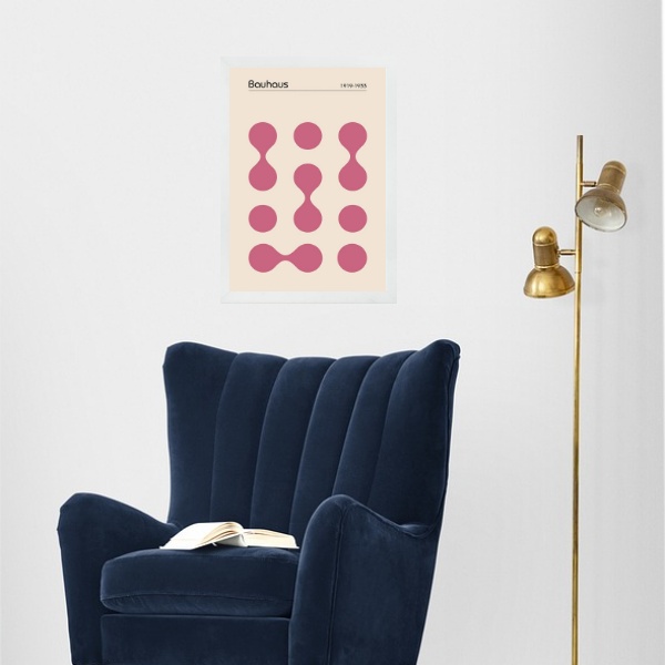 Quadro Bauhaus pink minimalist graphic poster