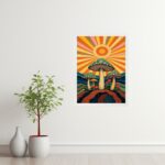 Quadro Boho Hippy Mushroom Sunrise