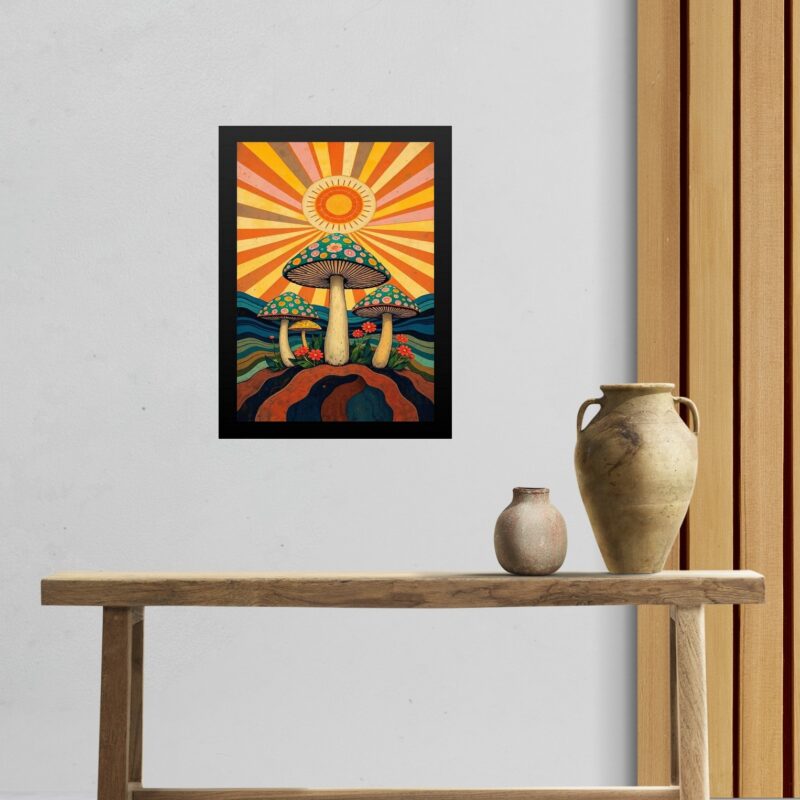 Quadro Boho Hippy Mushroom Sunrise