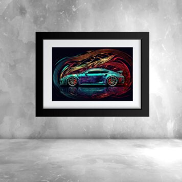 Quadro Carro Esportivo Colorido Horizontal - 60x48 Cm