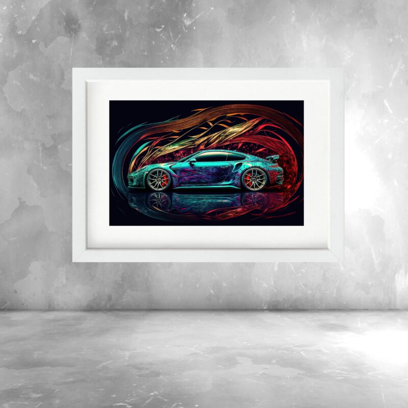 Quadro Carro Esportivo Colorido Horizontal - 60x48 Cm