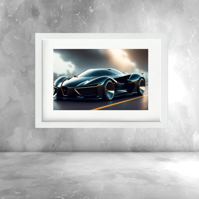 Quadro Carro Esportivo Preto Horizontal - 60x48 Cm