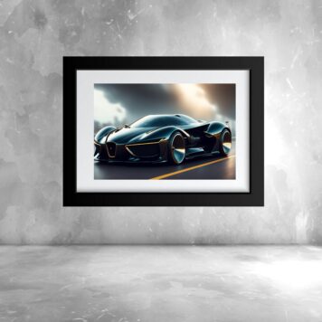 Quadro Carro Esportivo Preto Horizontal - 60x48 Cm