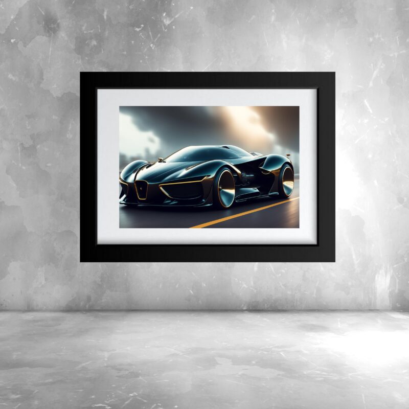 Quadro Carro Esportivo Preto Horizontal - 60x48 Cm