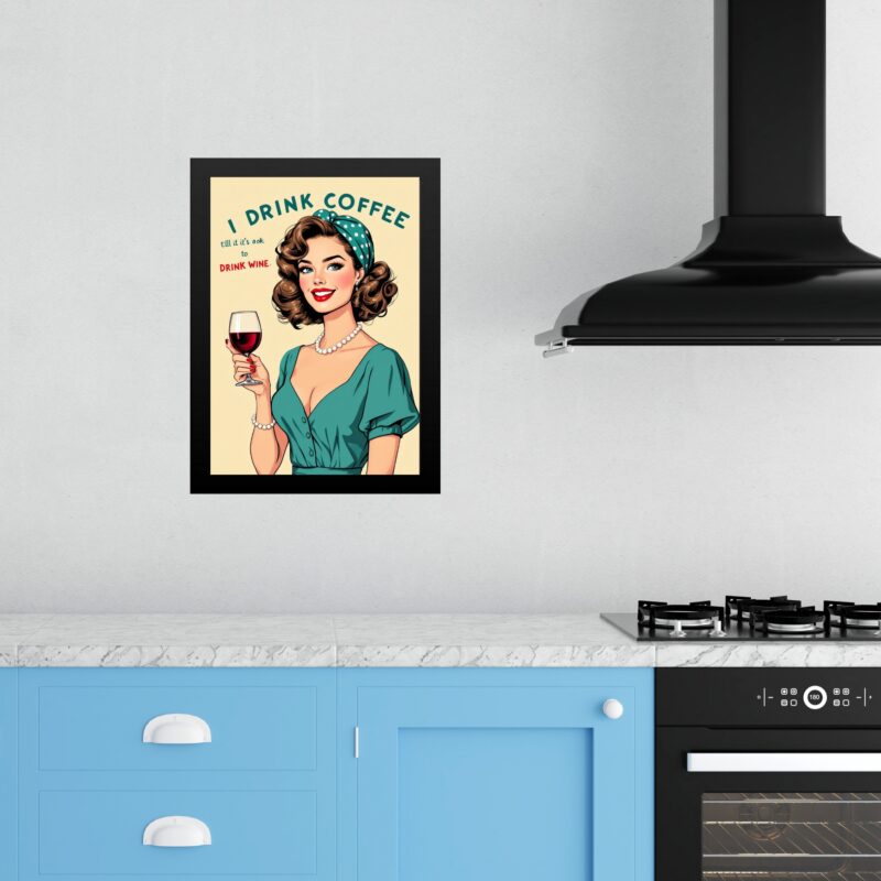 Quadro Cozinha Retro Coffee & Wine - Pin Up