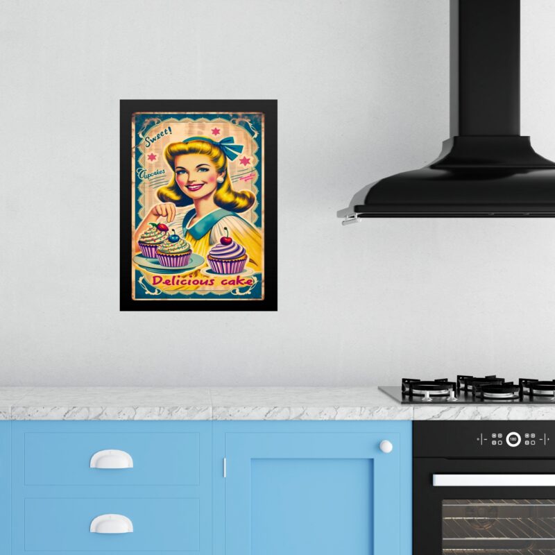 Quadro Cozinha Retro Cupcakes - Pin Up