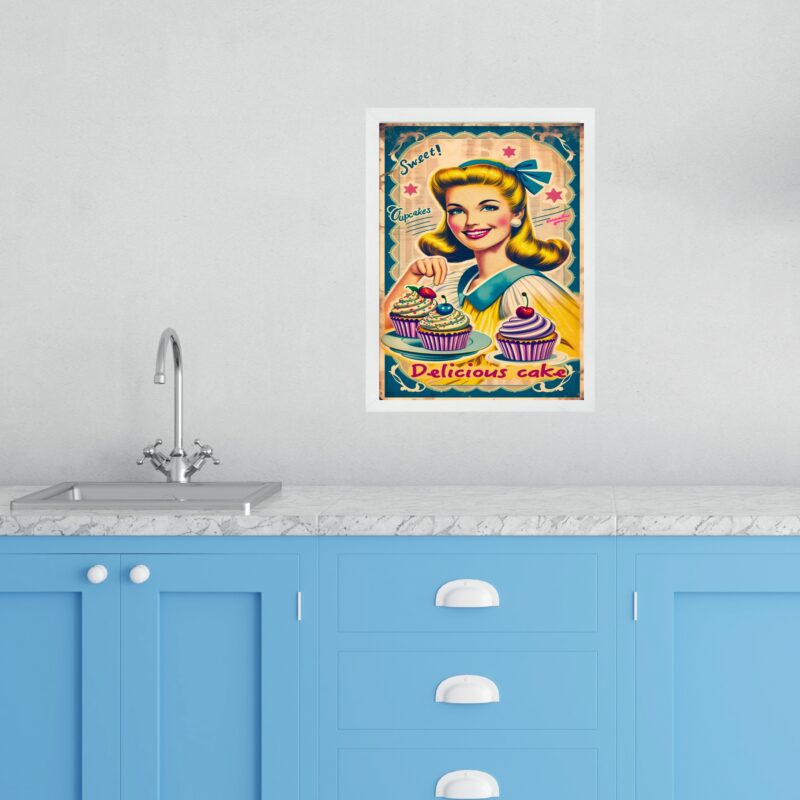 Quadro Cozinha Retro Cupcakes - Pin Up