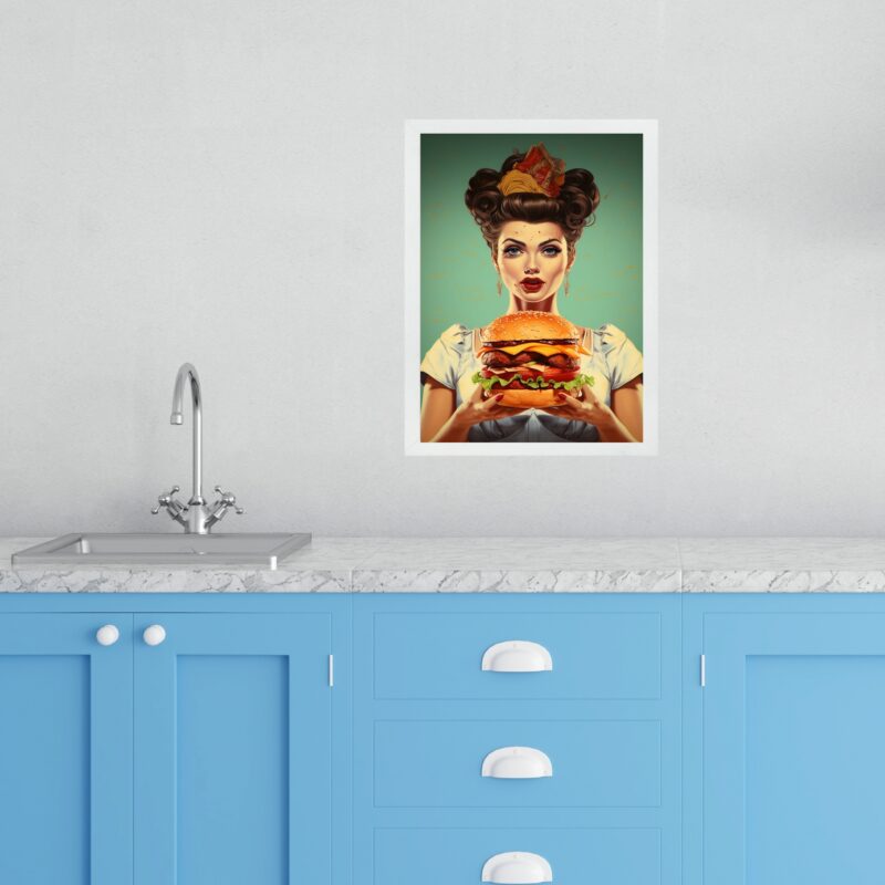 Quadro Cozinha Retro Hamburger - Pin Up