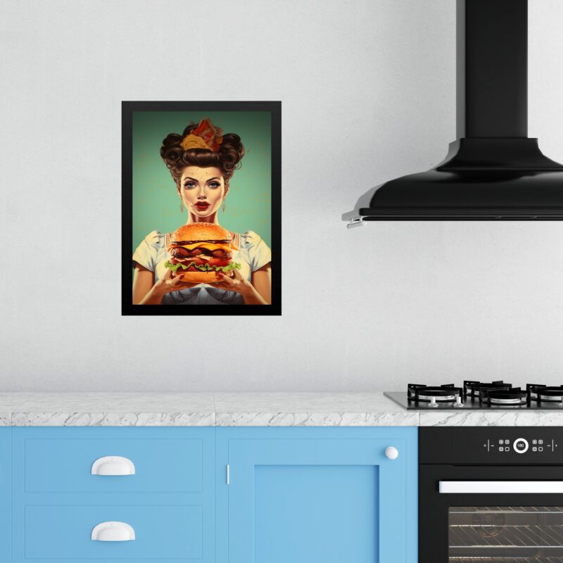 Quadro Cozinha Retro Hamburger - Pin Up