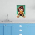 Quadro Cozinha Retro Pin Up Hamburger