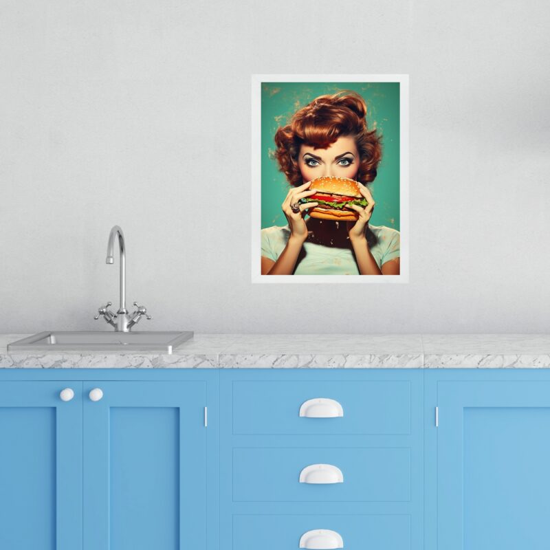 Quadro Cozinha Retro Pin Up Hamburger