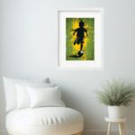 Quadro Criança Jogando Futebol Brasil- 60x48 Cm