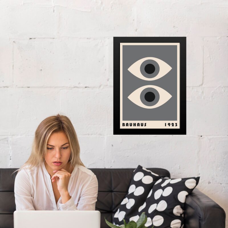 Quadro Decorativo Bauhaus Olhos Cinza