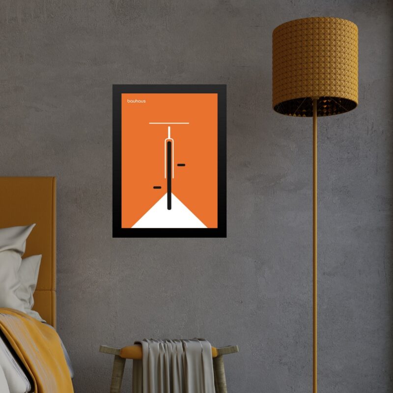 Quadro Decorativo Bicicleta Bauhaus Laranja