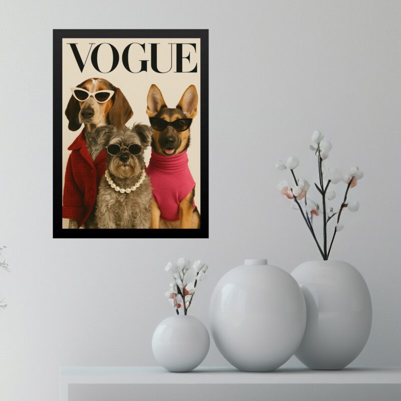 Quadro Decorativo Cães Fashion Capa De Revista