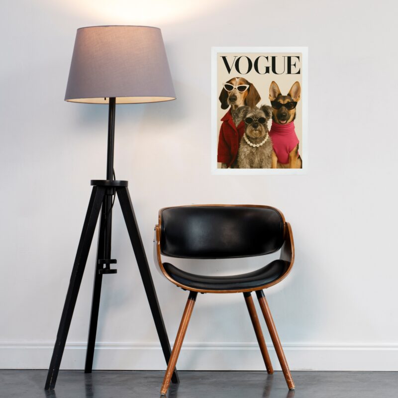 Quadro Decorativo Cães Fashion Capa De Revista