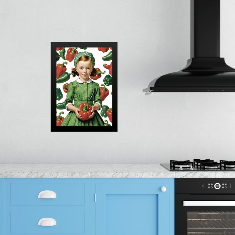 Quadro Decorativo Cozinha Menina Com Pimentões
