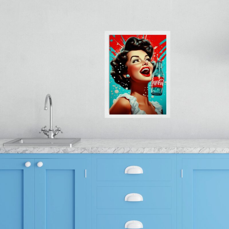 Quadro Decorativo Cozinha Pin Up Girl Refrigerante