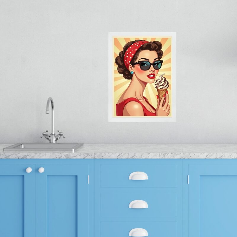 Quadro Decorativo Cozinha Pin Up Girl Sorvete