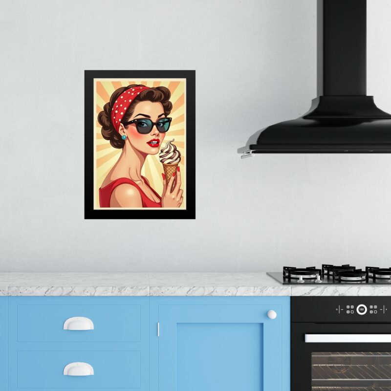 Quadro Decorativo Cozinha Pin Up Girl Sorvete
