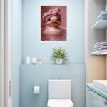 Quadro Decorativo De Banheiro Patinha Rosa